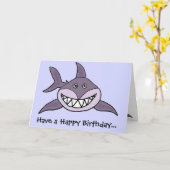 おもしろい笑う灰色のサメの漫画 カード (黄色い花)