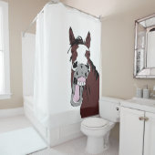 おもしろい笑う馬のマンガファームアニマルアート シャワーカーテン (インサイチュ)
