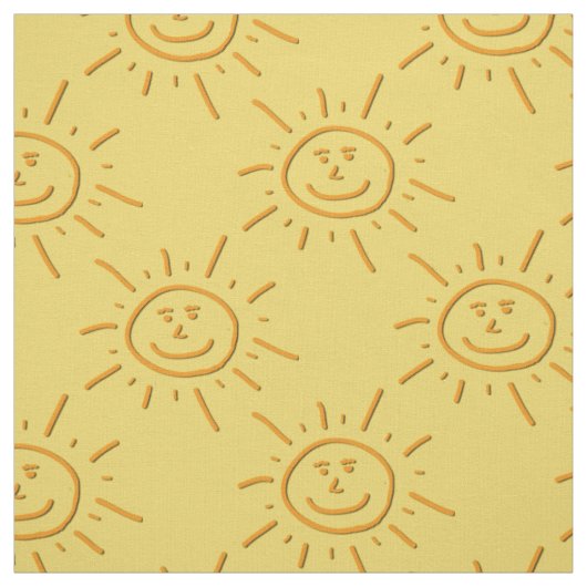 おもしろい笑顔の手で太陽の光をオレンジ色に ファブリック (見本)