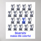 おもしろい笑顔の猫ダイバーシティやる気を起こさせる学校 ポスター (正面)