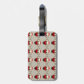 おもしろい笑顔の赤い靴下モンキーハッピーパターン ラゲッジタグ (裏面縦)