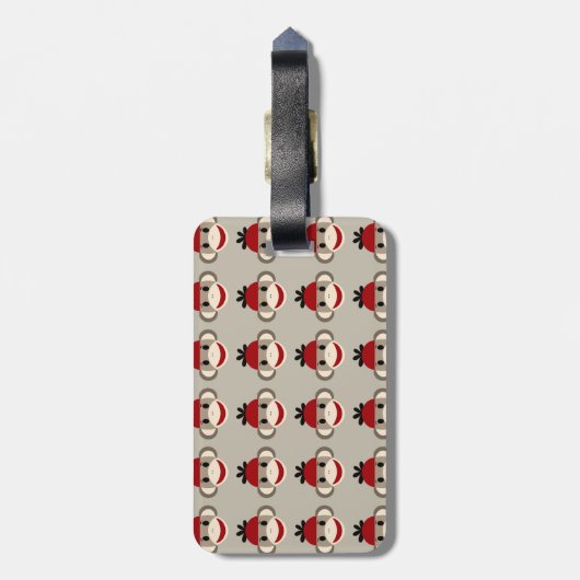 おもしろい笑顔の赤い靴下モンキーハッピーパターン ラゲッジタグ (裏面縦)