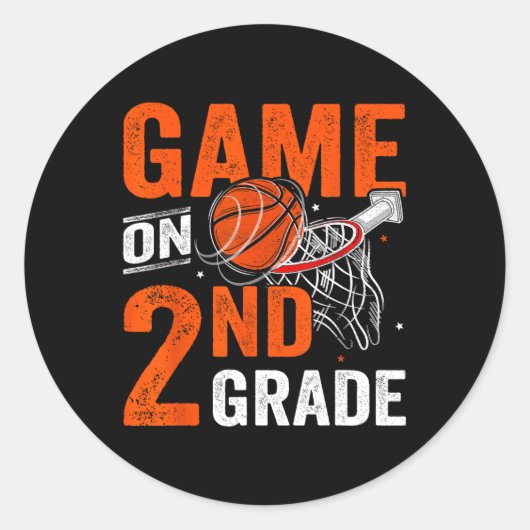 おもしろい第2級バスケットボール1日目の試合 ラウンドシール (正面)