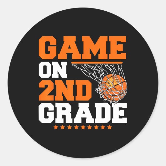 おもしろい第2級バスケットボール1日目の試合 ラウンドシール (正面)