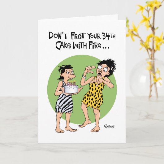 おもしろい第34誕生日 カード (黄色い花)