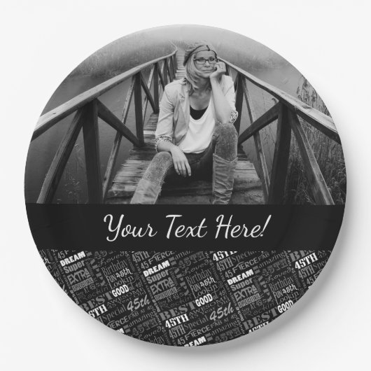 おもしろい第45回誕生日パーティーモパーソナライズされたノグラム ペーパープレート (正面)