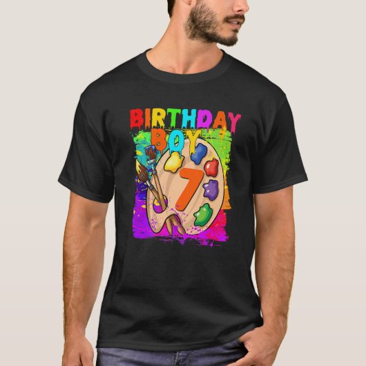 おもしろい第7誕生日ボーイ絵画アートB日7年 Tシャツ (正面)