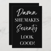 おもしろい第70回誕生日パーティー 招待状 (正面/裏面)