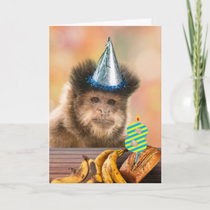 おもしろい第8誕生日カプチンモンキーバナナパン カード