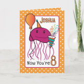 おもしろい第8誕生日海獣漫画クラゲ カード (正面)