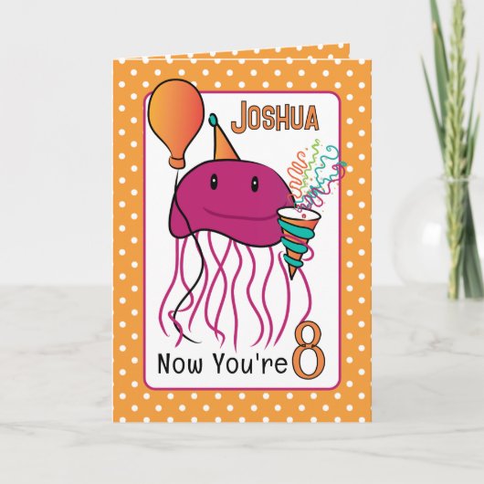 おもしろい第8誕生日海獣漫画クラゲ カード (正面)