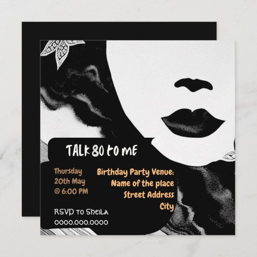 おもしろい第80期誕生日パーティー招待状 招待状 (正面/裏面)