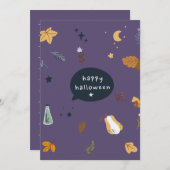 おもしろい箒、カボチャ、幽霊の猫 (正面/裏面)