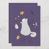 おもしろい箒、カボチャ、幽霊の猫 (正面/裏面)