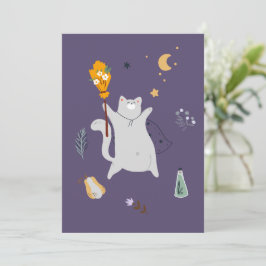 おもしろい箒、カボチャ、幽霊の猫