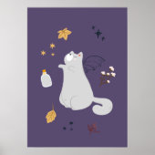 おもしろい箒、カボチャ、幽霊の猫 ポスター (正面)