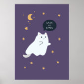 おもしろい箒、カボチャ、幽霊の猫 ポスター (正面)