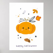 おもしろい箒、カボチャ、幽霊の猫 ポスター (正面)