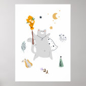 おもしろい箒、カボチャ、幽霊の猫 ポスター (正面)