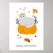 おもしろい箒、カボチャ、幽霊の猫 ポスター (正面)