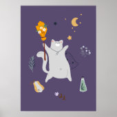 おもしろい箒、カボチャ、幽霊の猫 ポスター (正面)