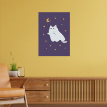 おもしろい箒、カボチャ、幽霊の猫