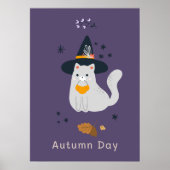 おもしろい箒、カボチャ、幽霊の猫 ポスター (正面)