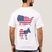 おもしろい米国国旗のロバ象、赤白、青 Tシャツ (裏面)