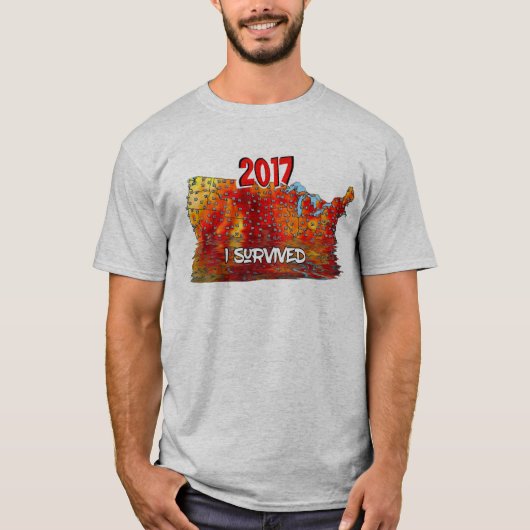 おもしろい米国生き延び夏熱波の地図 Tシャツ (正面)
