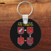 おもしろい糖尿病型1ライフサイクル – おもしろい糖尿病戦争 キーホルダー (正面)