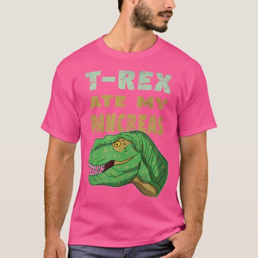 おもしろい糖尿病Tレックス食べmy膵臓動揺して Tシャツ (正面)