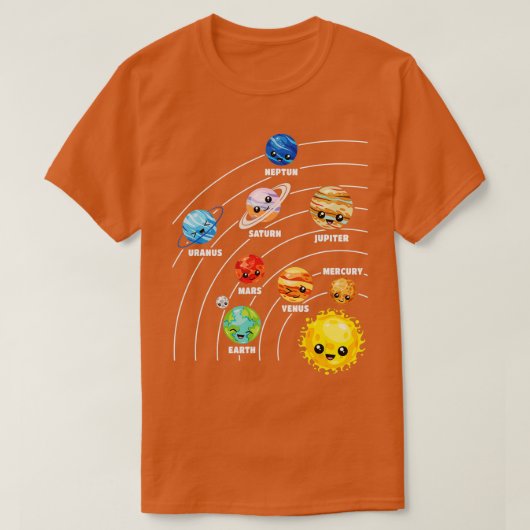 おもしろい系太陽の惑星科学宇宙惑星 Tシャツ (デザイン正面)
