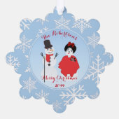 おもしろい紙オーナメントカードから雪だるまファミリー オーナメントカード (裏面)