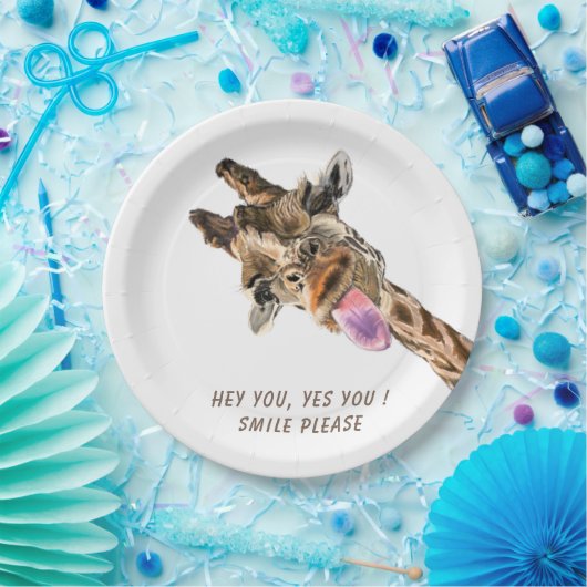 おもしろい紙プレートよくはしゃぐキリンカスタム文字 ペーパープレート (パーティー)
