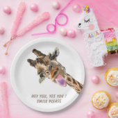 おもしろい紙プレートよくはしゃぐキリンカスタム文字 ペーパープレート (パーティー)