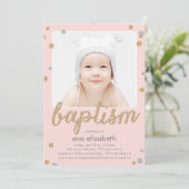 おもしろい紙吹雪バプテスマ招待状 – ピンク 招待状 (スタンド正面)