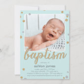 おもしろい紙吹雪バプテスマ招待状 – 青 招待状 (正面)