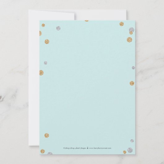 おもしろい紙吹雪バプテスマ招待状 – 青 招待状 (裏面)