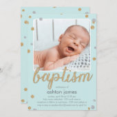 おもしろい紙吹雪バプテスマ招待状 – 青 招待状 (正面/裏面)