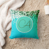 おもしろい紙吹雪モノグラムターコイズ装飾用クッション クッション (ブランケット)