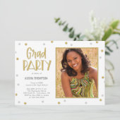 おもしろい紙吹雪写真卒業パーティー招待状 招待状 (スタンド正面)