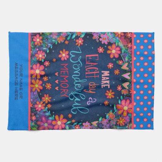 おもしろい素晴らしいメモリ引用文フローラ キッチンタオル (横)