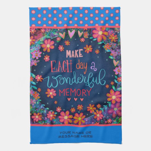 おもしろい素晴らしいメモリ引用文フローラ キッチンタオル (縦)