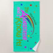 おもしろい素晴らしと私はアクアマリンであなたの名前を知っている ビーチタオル (正面)