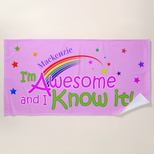 おもしろい素晴らしと私はヴァイオレットであなたの名前を知っている ビーチタオル (正面)