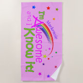 おもしろい素晴らしと私はヴァイオレットであなたの名前を知っている ビーチタオル (正面)