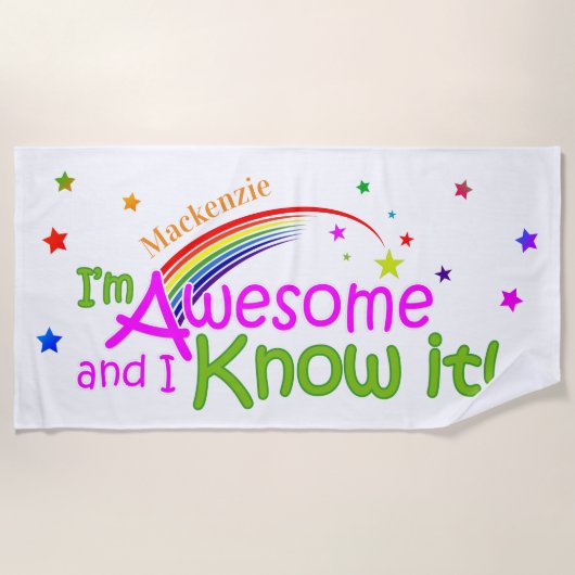 おもしろい素晴らしと私は白のあなたの名前を知っている ビーチタオル (正面)