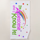 おもしろい素晴らしと私は白のあなたの名前を知っている ビーチタオル (正面)