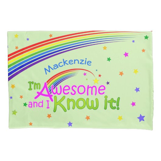 おもしろい素晴らしと私はGREENの虹でそれを知っている 枕カバー (正面)