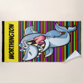 おもしろい素晴らしサメ ビーチタオル (正面)